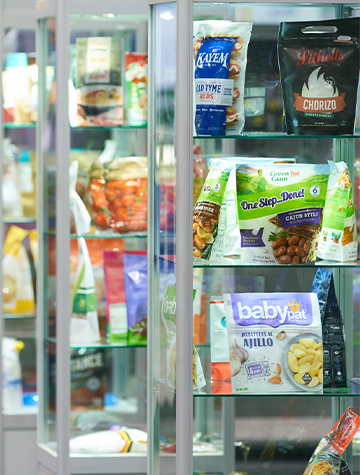 Packaged food on display