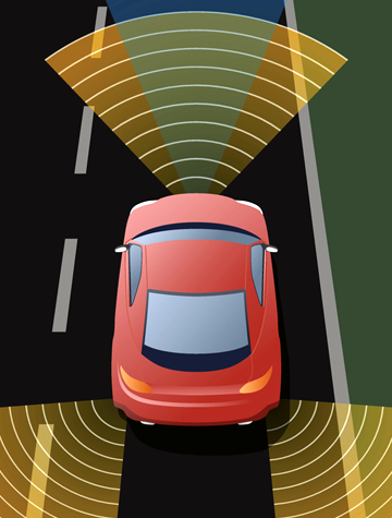Red car sensor illustration